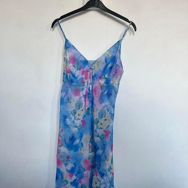 Vintage Women's Midi Dress - Blue/Multi - 10 on Productcaster.