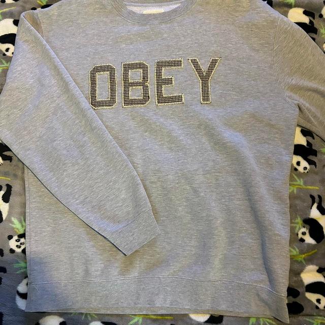 Obey Men's Sweatshirt - Grey - XL on Productcaster.