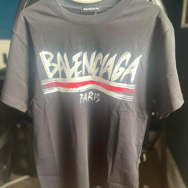 Balenciaga Men's T-shirt - Black/White - M on Productcaster.