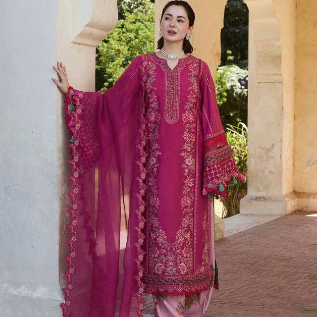 Hussain Rehar Women's Suit - Pink/Multi on Productcaster.