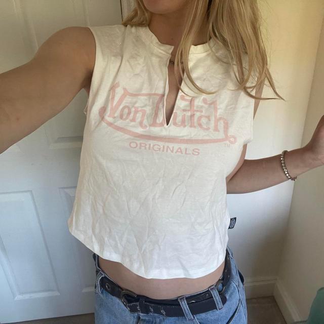 Von Dutch Women's Crop top - White/Pink - 8 on Productcaster.