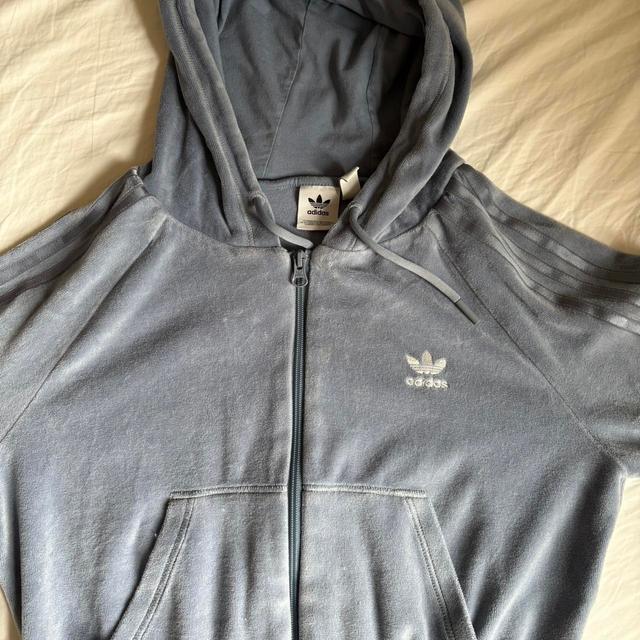 Adidas Women's Hoodie - Blue/Grey - S on Productcaster.