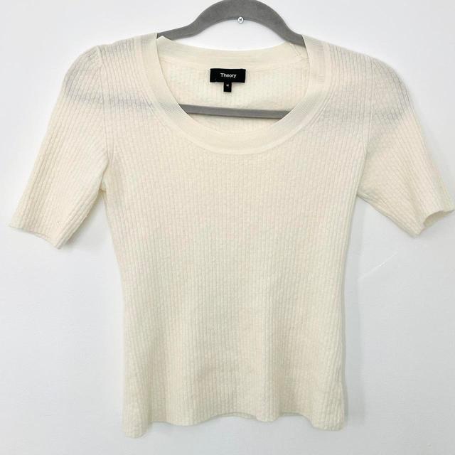 Theory Women's T-shirt - Cream/White - M on Productcaster.