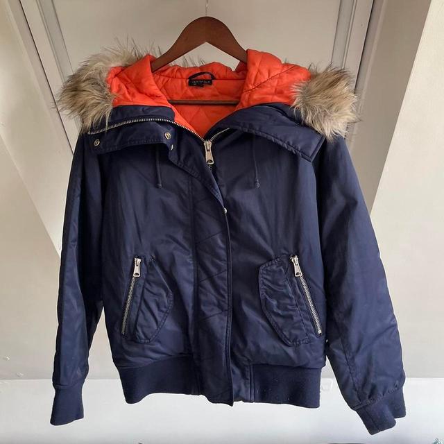 Topshop Women's Coat - Navy/Orange - UK 8 on Productcaster.