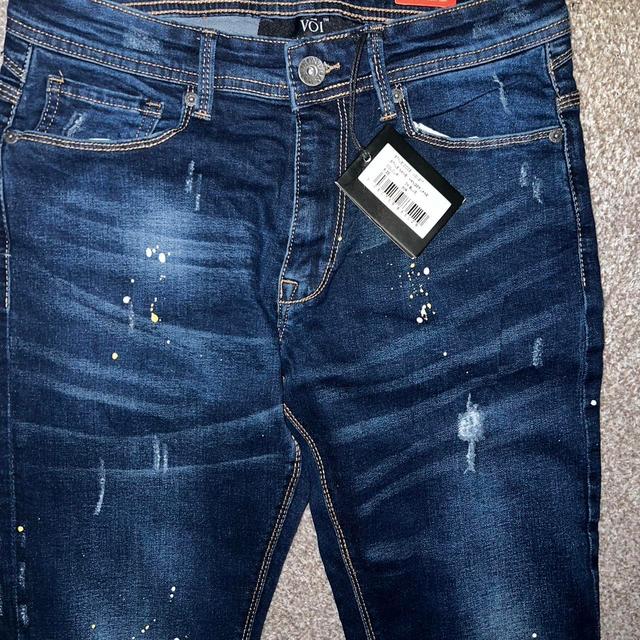 Men's Painted Jeans - Navy - 30" on Productcaster.