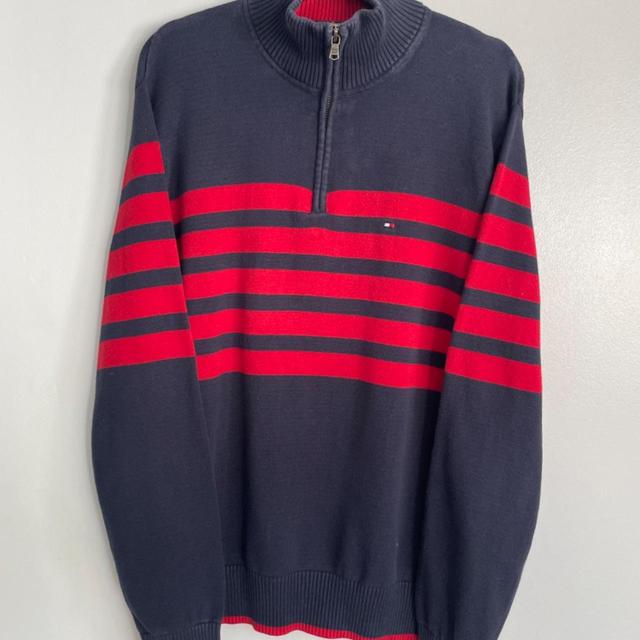 Tommy Hilfiger Men's Sweatshirt - Navy/Red - L on Productcaster.