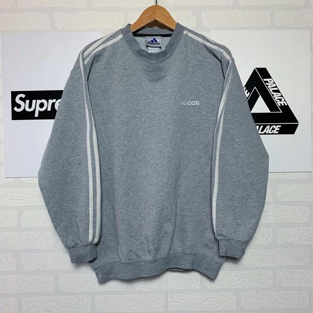 Adidas Men's Sweatshirt - Grey/White - M on Productcaster.