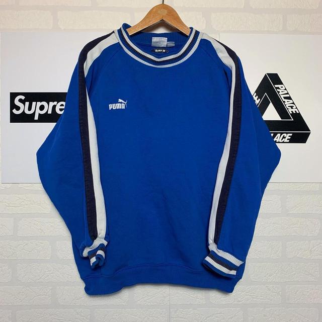 Puma Men's Sweatshirt - Blue/White - M on Productcaster.