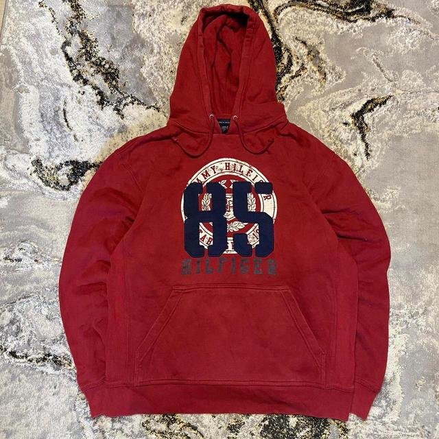 Tommy Hilfiger Men's Hoodie - Burgundy - S on Productcaster.