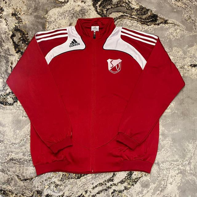 Adidas Men's Jacket - Red/White - L on Productcaster.