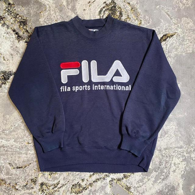 Fila Men's Sweatshirt - Navy/Blue - S on Productcaster.