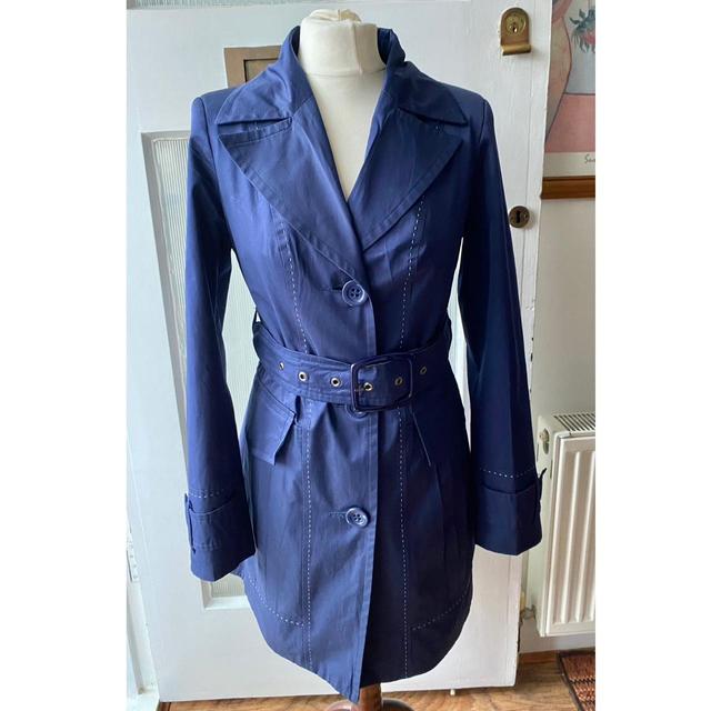 Vintage Women's Trench - Blue - UK 10 on Productcaster.