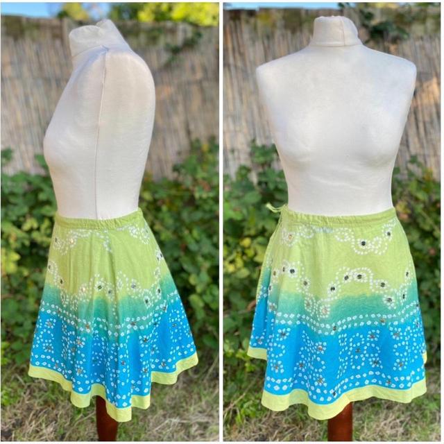 Vintage Women's Festival Skirt - Green/Blue - One size on Productcaster.