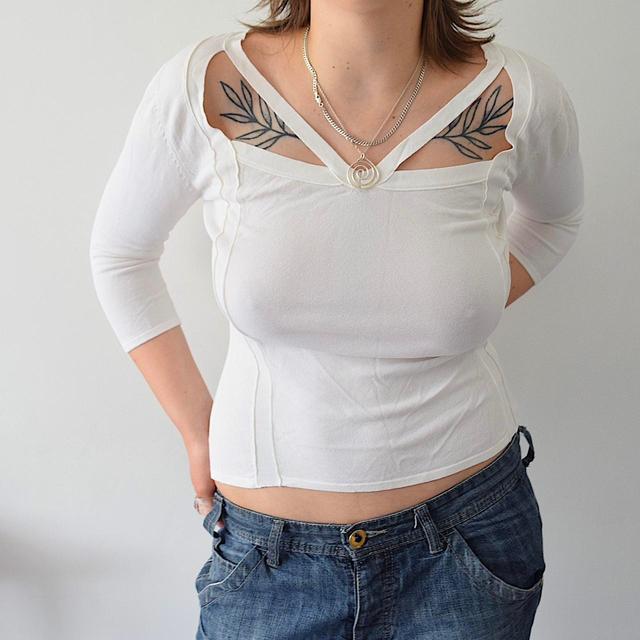 Vintage Women's Crop top - Cream/White - S on Productcaster.