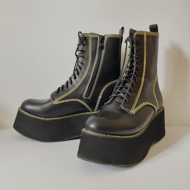 Koi Footwear Women's Platform Boots - Black/Yellow - UK 6 on Productcaster.