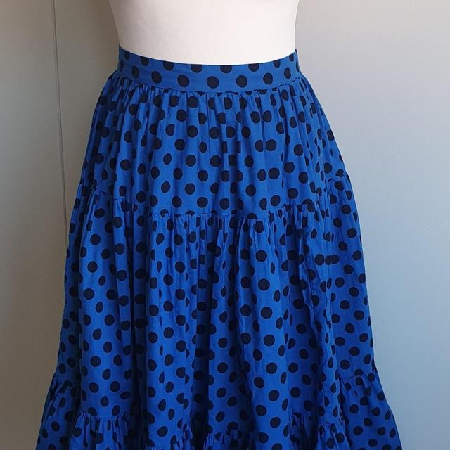 Vintage Women's Party Skirt - Blue/White - UK 8 on Productcaster.