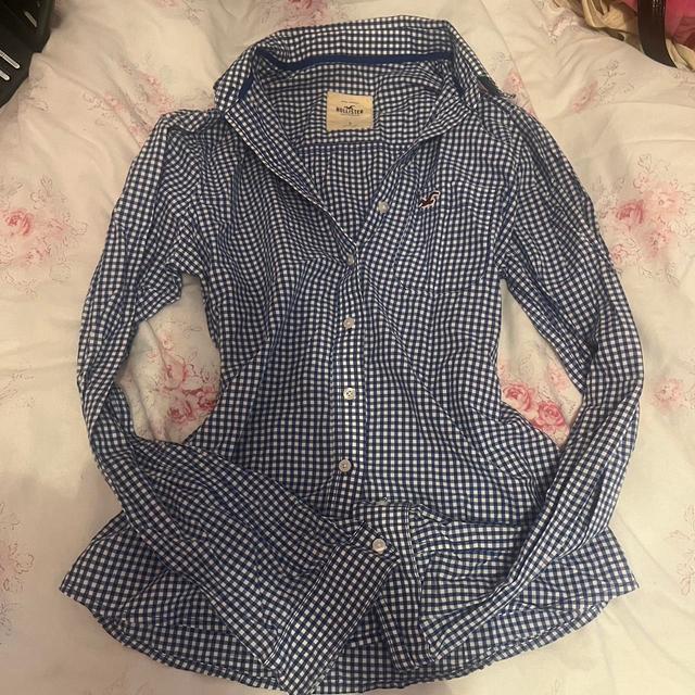 Hollister Co. Women's Shirt - Blue/White - 8 on Productcaster.