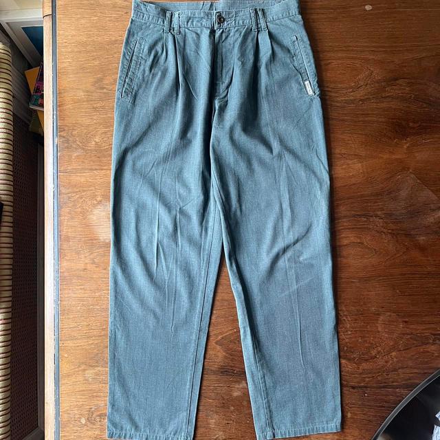 Vintage Men's Trousers - Green/Blue - 32" on Productcaster.