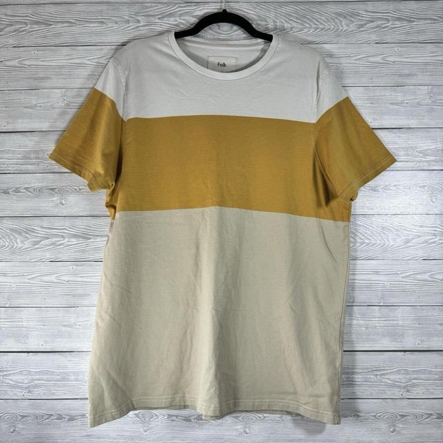 Folk Men's T-shirt - Yellow/White - XL on Productcaster.