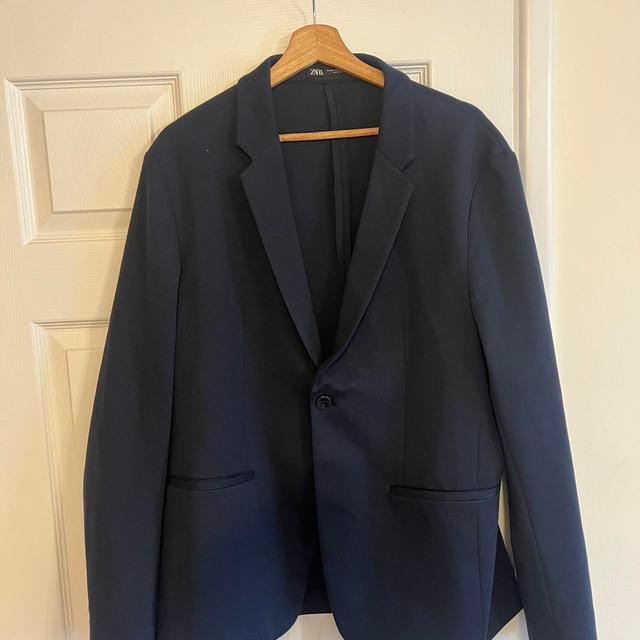 Zara Men's Blazer Jacket - Navy - XL on Productcaster.