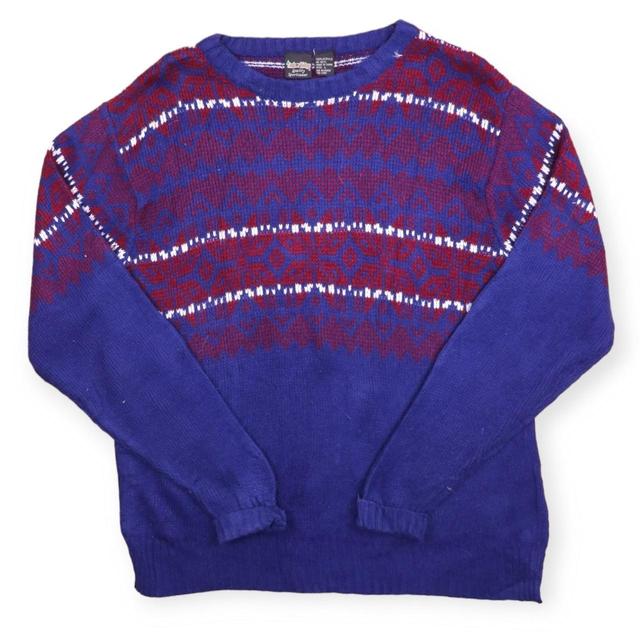 Preloved Men's Jumper - Blue/Red - L on Productcaster.