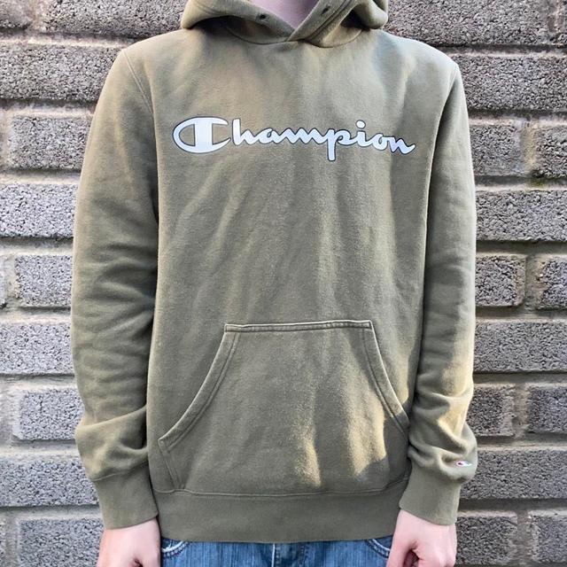 Champion Men's Hoodie - Khaki/Green - S on Productcaster.