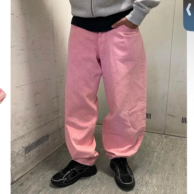 Men's Wide leg Jeans - Pink - 30" on Productcaster.