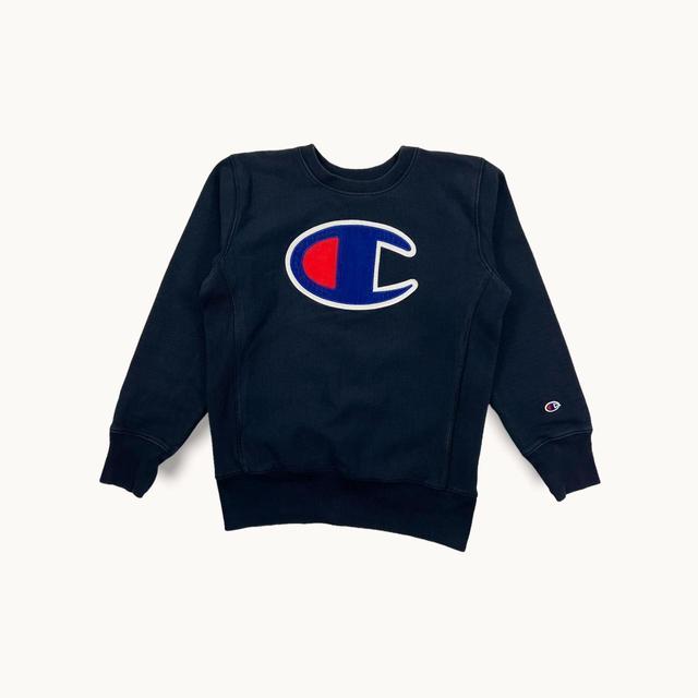 Champion Men's Sweatshirt - Navy - S on Productcaster.