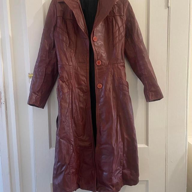 Vintage Women's Trench - Burgundy - UK 4 on Productcaster.