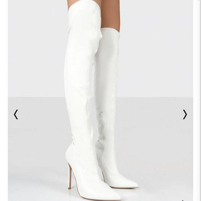 Raid Women's Knee high Boots - White - UK 6 on Productcaster.