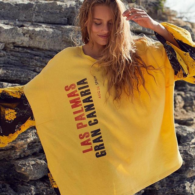 Free People Women's Sweatshirt - Yellow - XS on Productcaster.