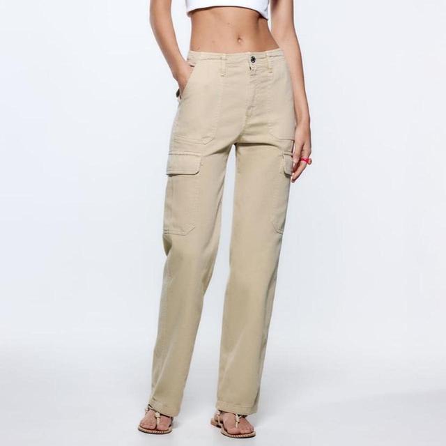 Zara Women's Cargo Trousers - Cream - UK 16 on Productcaster.