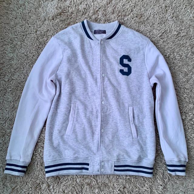 Primark Men's Varsity Jacket - Grey/White - XL on Productcaster.