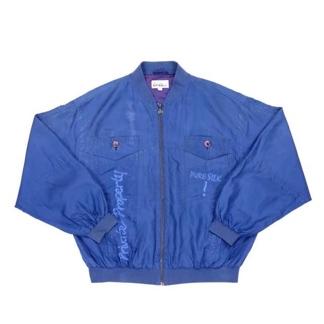 Vintage Men's Bomber Jacket - Blue - L on Productcaster.