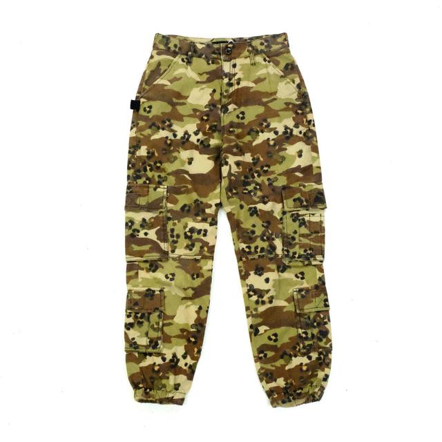 Vintage Men's High waisted Cargo Trousers - Green - M on Productcaster.