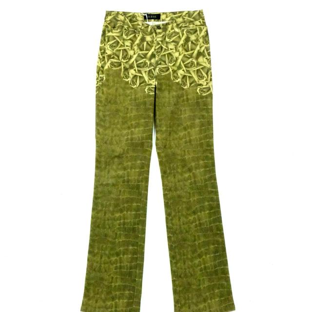 Guess Women's Straight leg Printed Trousers - Green/Multi - 27" on Productcaster.