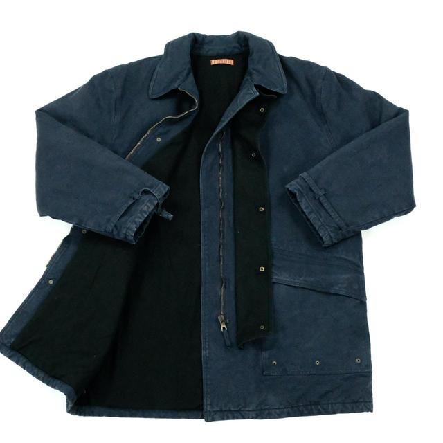 Vintage Men's Overcoat - Black/Blue - L on Productcaster.