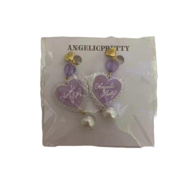 Angelic Pretty Women's Earrings - White/Purple on Productcaster.