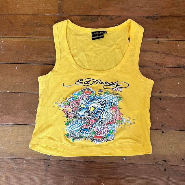 Ed Hardy Women's T-shirt - Yellow - S on Productcaster.