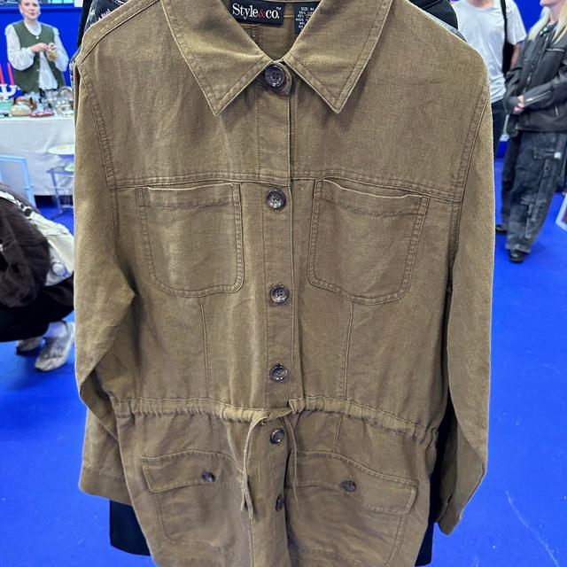 Unique Vintage Women's Jacket - Khaki/Brown - UK 10 on Productcaster.