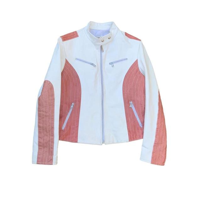 Vintage Women's Bomber Jacket - White/Multi - UK 12 on Productcaster.