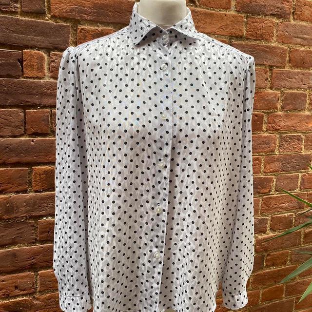 Vintage Women's Blouse - White/Black - 12 on Productcaster.