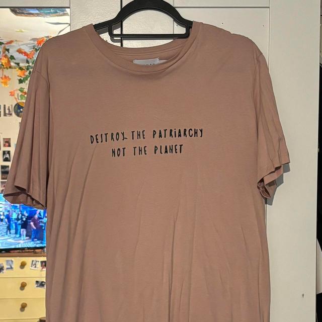 Topman Men's T-shirt - Pink/Tan - S on Productcaster.