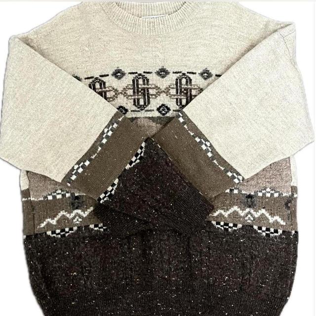 Vintage Men's Jumper - Cream/Brown - S on Productcaster.