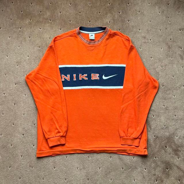 Nike Men's Sweatshirt - Orange/Navy - XL on Productcaster.