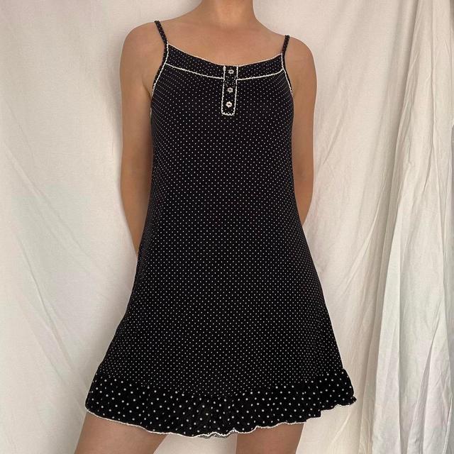 Vintage Women's Slip Dress - Black/Tan - 14 on Productcaster.