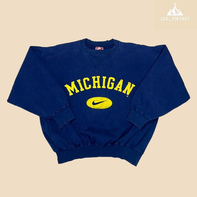 Nike Men's Sweatshirt - Blue/Yellow - M on Productcaster.