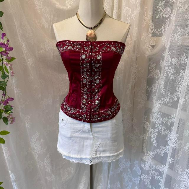 Krisp Women's Corset - Red/Silver - 10 on Productcaster.