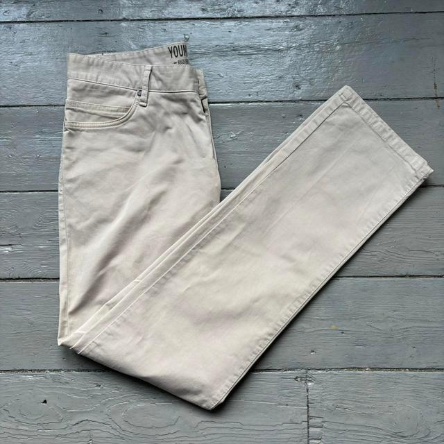 Zara Men's Straight leg Chino Trousers - Cream - 34" on Productcaster.