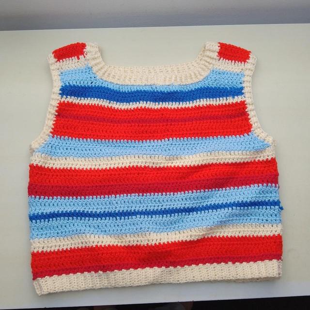 Handmade Women's Crop top - Red/Blue - 8 on Productcaster.